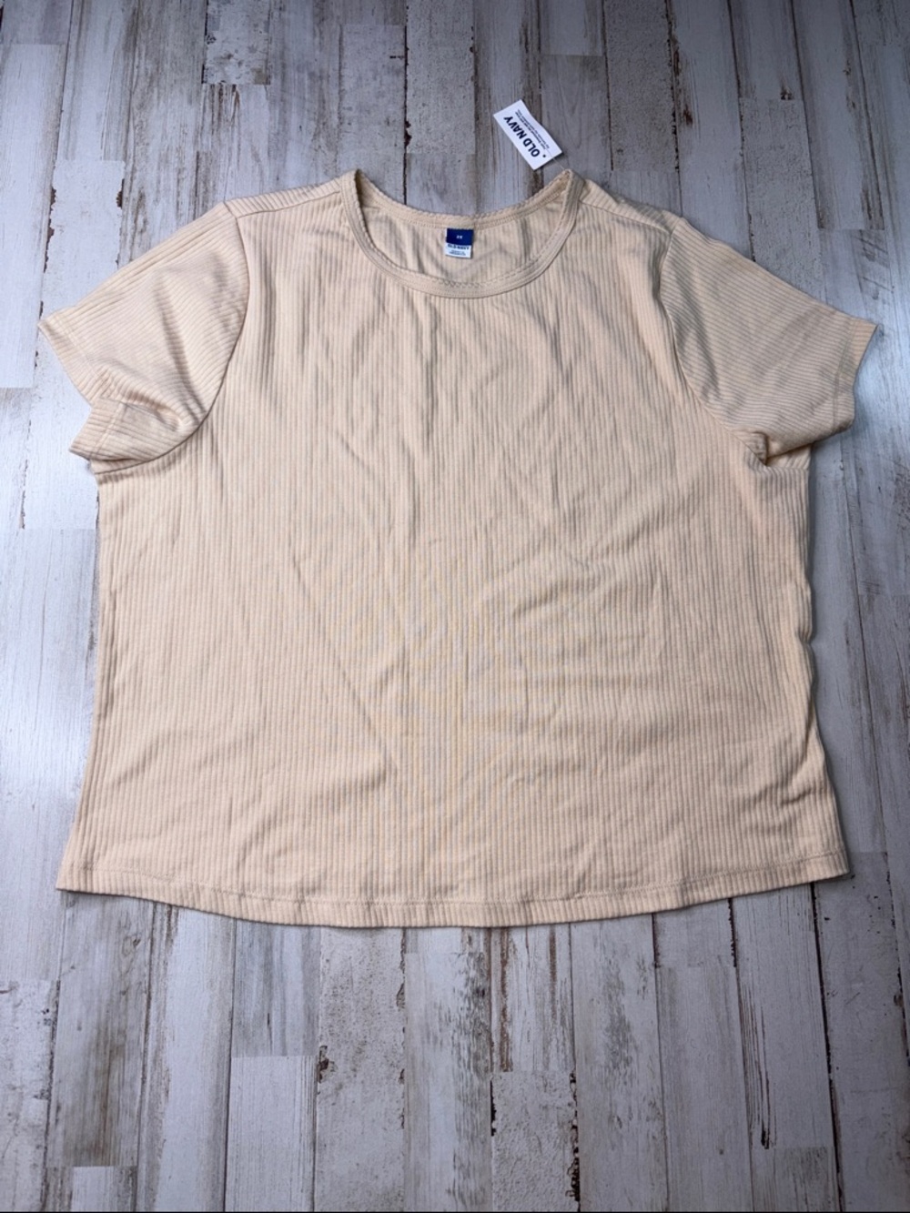 Old Navy Short-Sleeve Ribbed Crew Tee - Light Beige Size 2X NWT